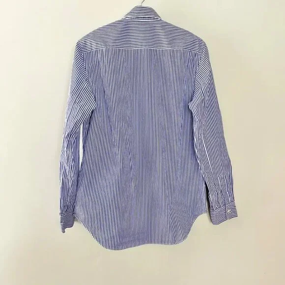 Comme Des Garçons PLAY Navy Blue White Striped Button Front Up Shirt
